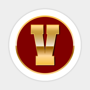 Gold letter V Magnet